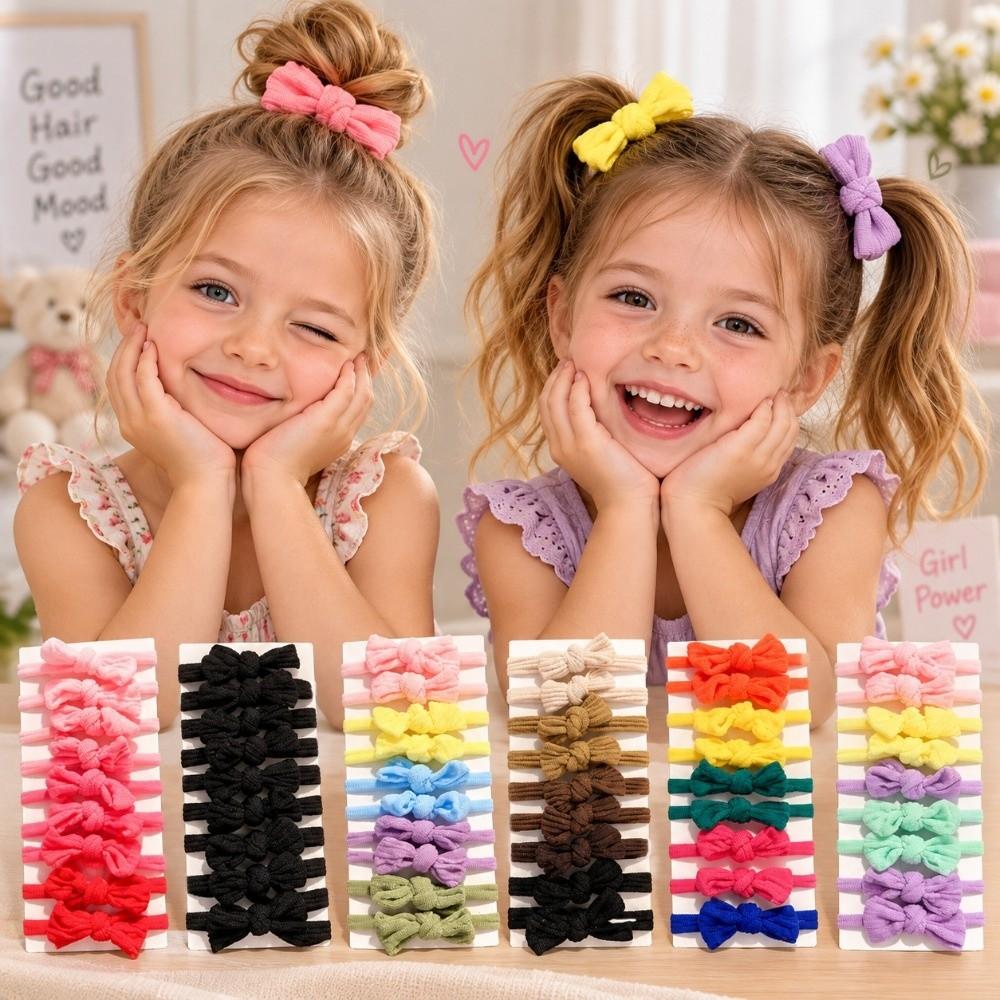 10pcs Soft Elastic Children Bowknot Hair Ties High Elasticity Bow Hair Scrunchies For Little Girls