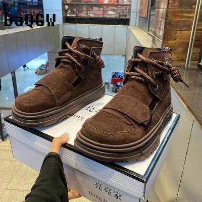Designer High Top Boots for Women Men Winter Warm Snow Boots Fashion Casual Leather Upper Height Increased Flats Platform Shoes
