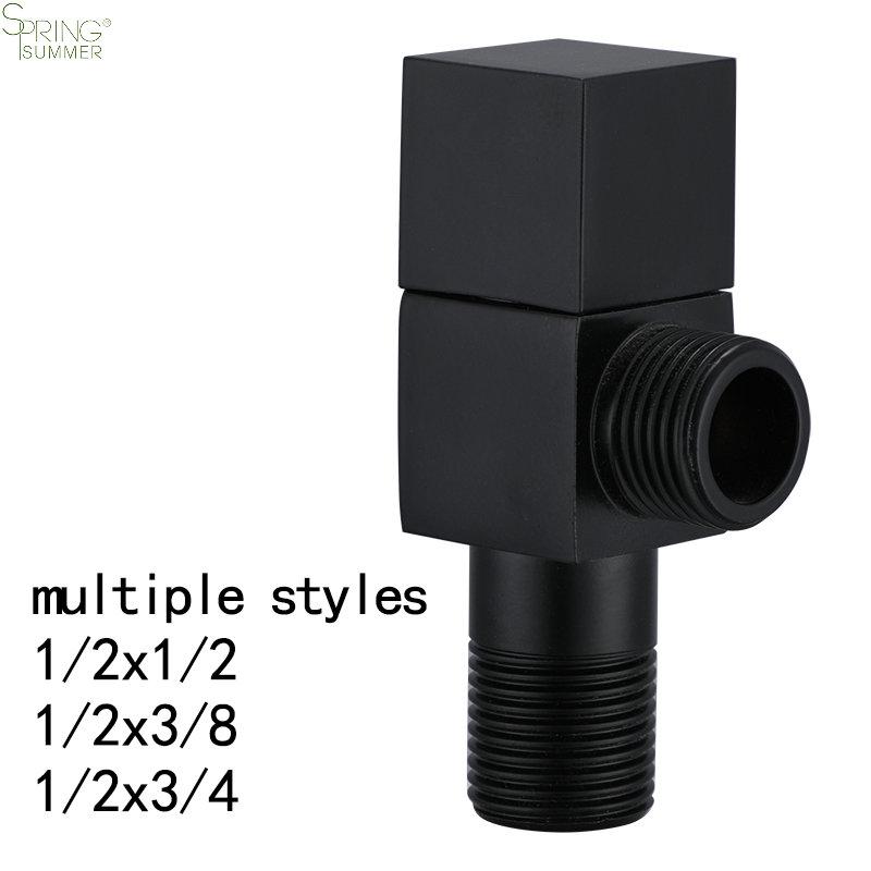 Brass Black square Bathroom Kitchen Toilet Angle Stop Valve Cock T34 1/2in Chrome Plated Angle Valve (Brass,3/8 in) латунный