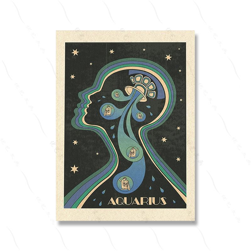 

Знак зодиака Стрелец Ретро Абстракция Инкрустальный Лев Холст Картина Гостиная Домашний декор Баланс Плакат Печать Бохо Монохром 21x30cm No Framed