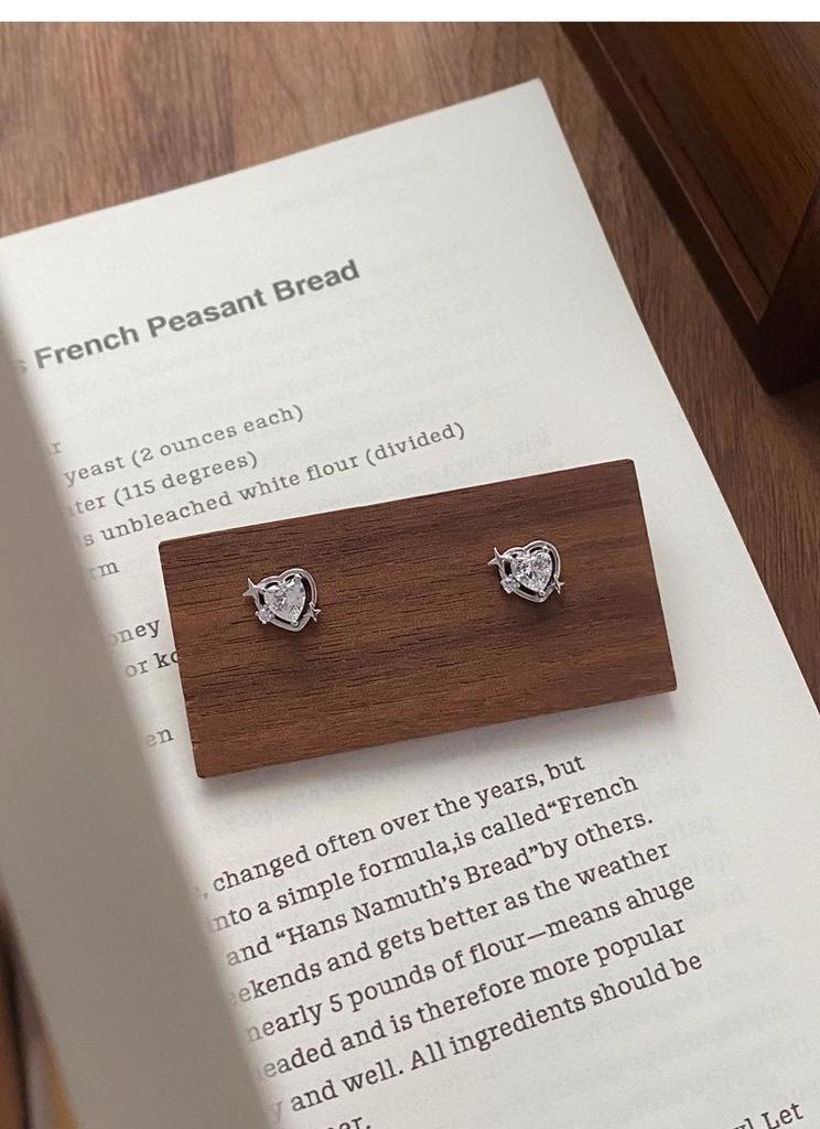 S999 Sterling Silver Zirconia Star & Heart Stud Earrings for Women and Girls - Elegant and Versatile