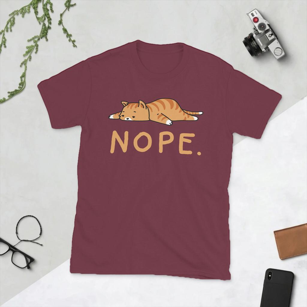 Funny Nope Lazy Cat Caramel TShirts Unisex Round Neck 100 Cotton T Shirt Not Today Short Sleeve Tees 4XL 5XL Clothing