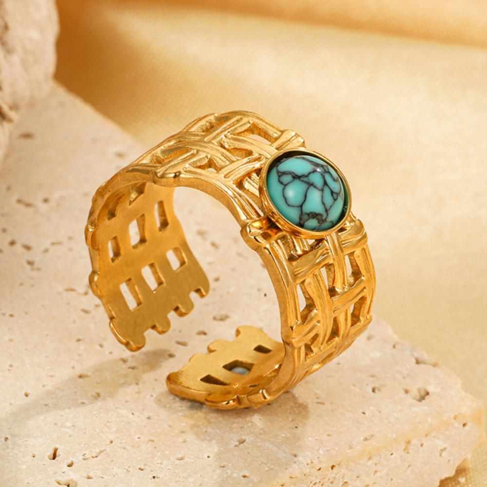 Bohemian Geometric Adjustable Stainless Steel Ring for Women - Non-Fading Fashion Jewelry