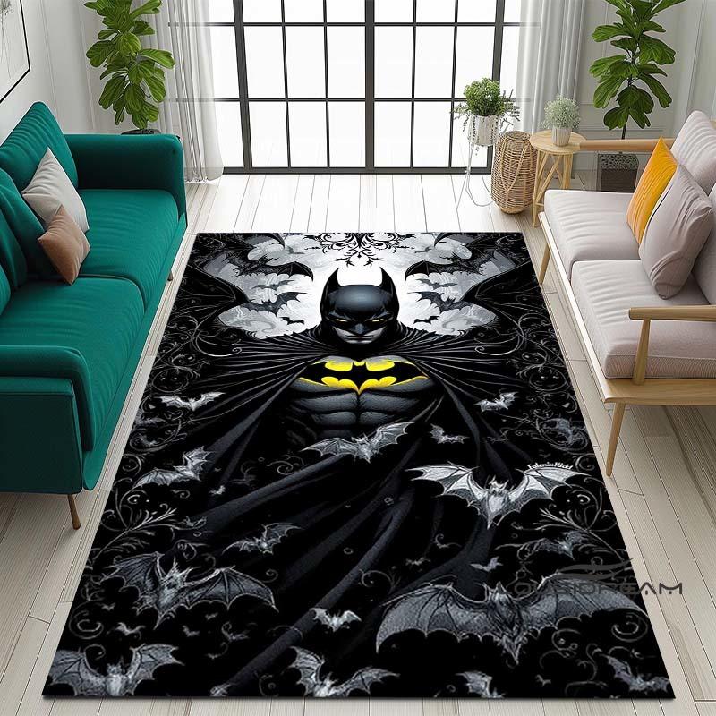 Cartoon Classic: Batman Area Rug — Batman Logo Accent Rug for Living Rooms & Kids' Bedrooms — Comfortable, Non-Slip, and Durable