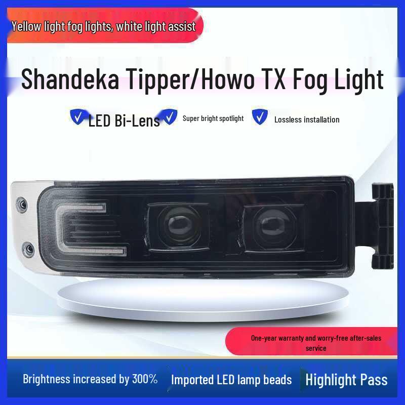 SITRAK C7H Dump Truck HOWO TX Fog Lamp: Dual-Lens LED Yellow-White Light Upgrade Left
