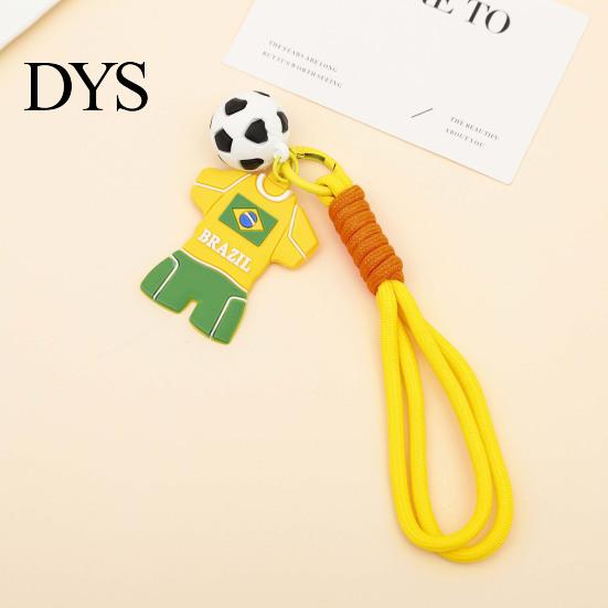 National Team Keychain Pendant, Thick Braided Rope Mini Football Soft Rubber Jersey Charm Key Holder, Argentina Brazil Germany Colors Fan Gift