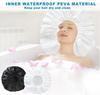 Two-Piece Extra-Large Waterproof Bath Cap Set, Reusable for Long Hair, Thick Curls, and Braided Styles (Black + White)