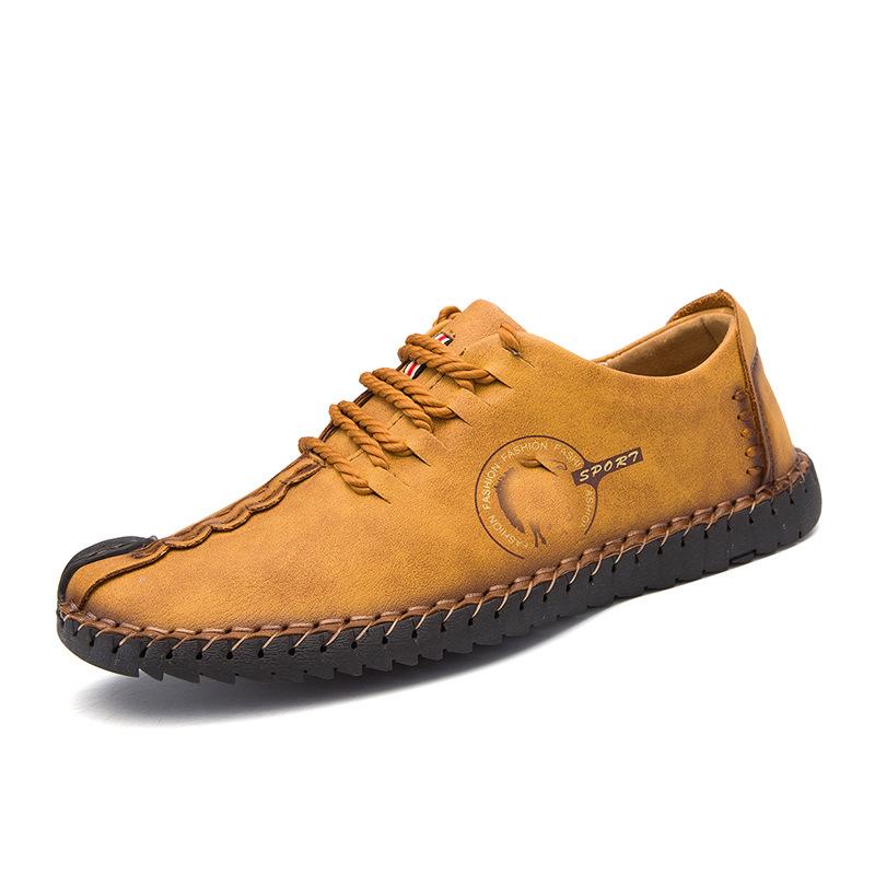 Men s Retro British Leather Shoes - Large Size, Casual  Trendy Lace-up Design 47