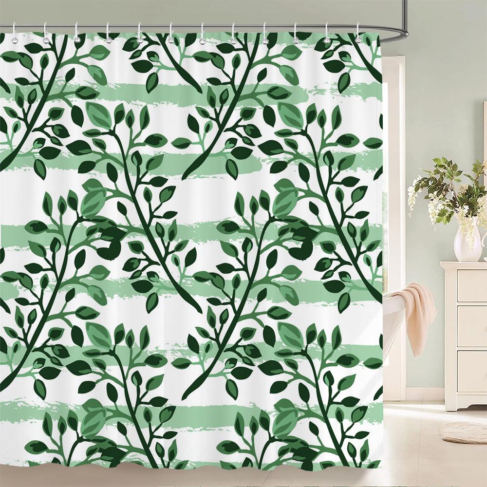 Plants Tree Leaves Shower Curtains With Hooks Home Decoration For Floral Bathroom Curtain Polyester Fabric Bath Curtain