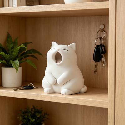 Gähnende Katze Figur 3D Gedruckt Niedliche Kleine Katzenstatue Sammlerstück Haustier-Ornament für Zuhause Büro Schreibtisch Dekoration Geschenk für Katzenliebhaber