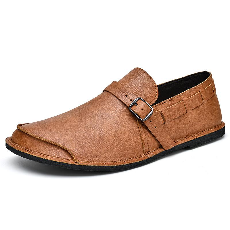 Spring and Autumn Large Size Foot Cover Lazy Casual Shoes Soft-soled Buckle Leather Shoes