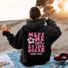 Meet Me At The Ocean Hoodie Ocean Beach Hooded Sweatshirt Retro California Aesthetic Vsco Hoodies with Back Printing Tumblr Tops