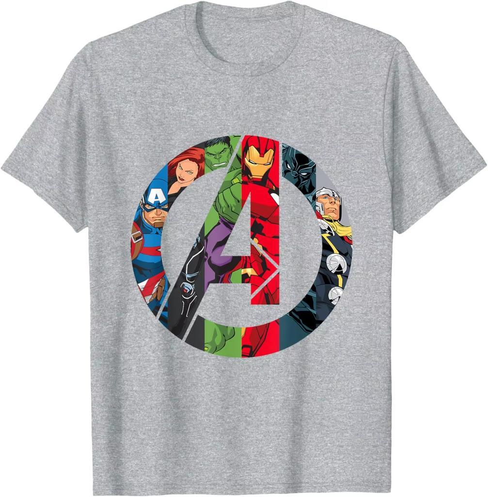 Echtes Avengers Logo T-Shirt Lustiges Herren- und Damen-Freizeit-Baumwoll-T-Shirt Retro Niedlicher Street-Print Unisex Oberteil