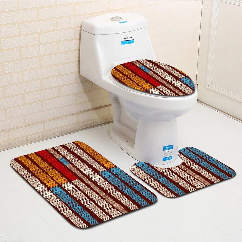 Toilet Floor Mat Three-Piece Bathroom 3-Piece Carpet Doormat Mat