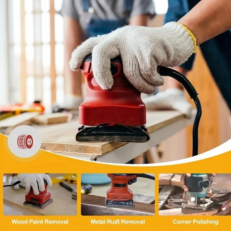 10pcs 110x 115mm 8-hole sandpaper, velcro backing and 8-hole design suitable for orbital sander, used for sanding and polishing