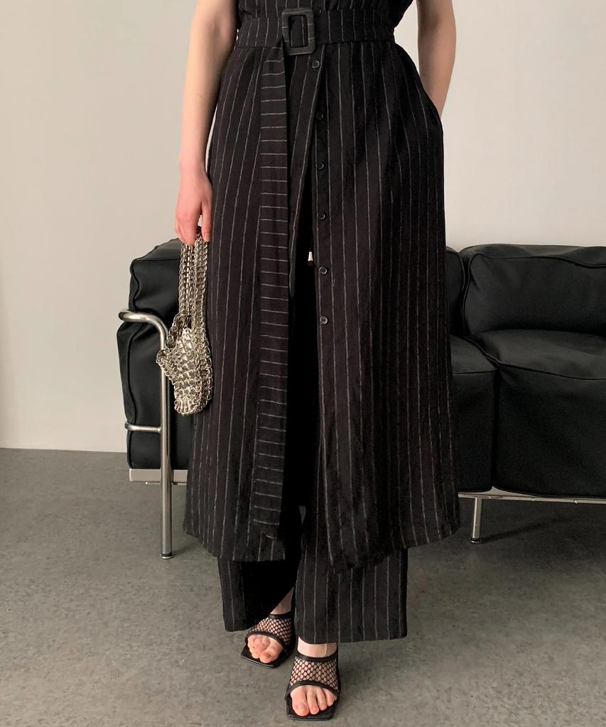 Baseukala Stripe Banding Wide Slacks (2Colors)