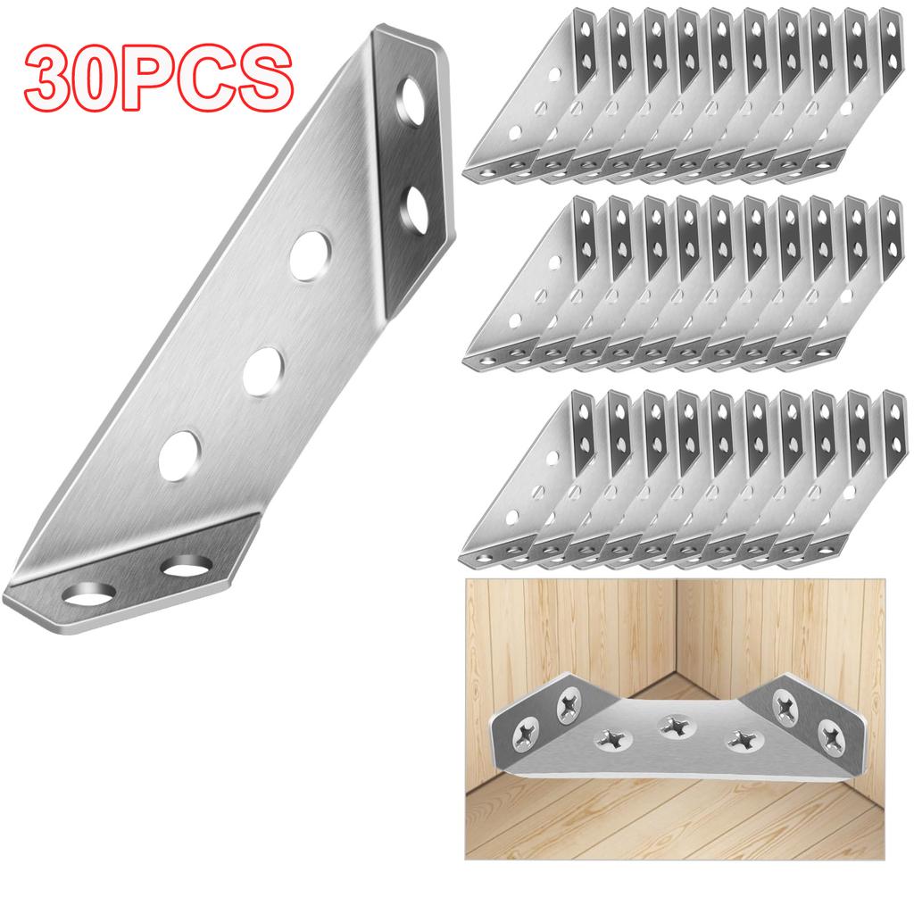 20/40pcs Stainless Steel Angle Bracket Universal Furniture Right Angle Fixed Bracket Cabinet Trapezoidal Layer Board Connector