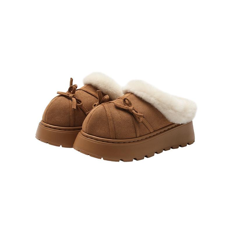 Cotton Shoes for Warmth, Fleece for Height Increase, Fashionable and Versatile Indoor Plush Slippers