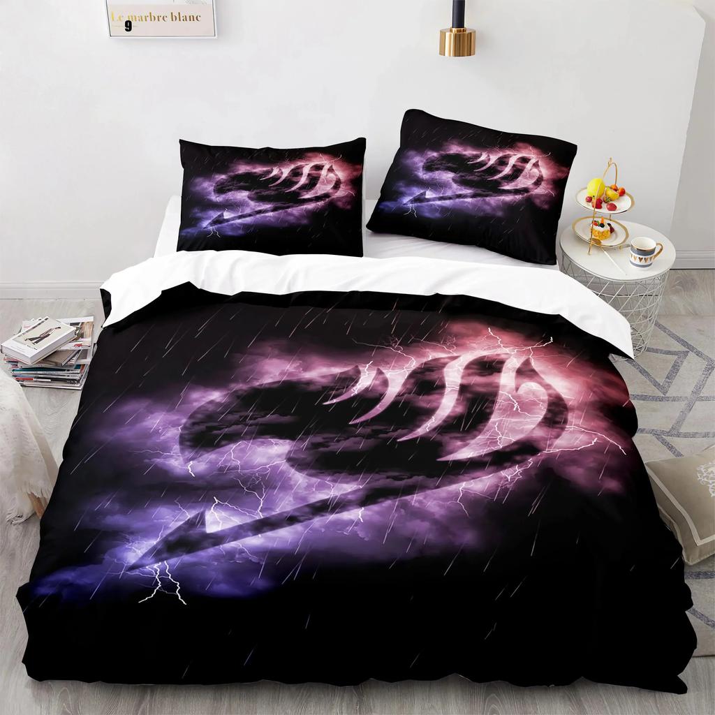 3D Printed Fairy Tail Natsu Bedding Set Duvet Cover Sheet Printed Bed Set Pillowcase Bed Full Queen King Size Comforter Bedroom