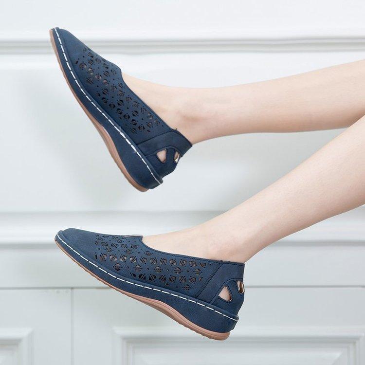 Elegant Women's Non-slip Loafers Sandals - Casual Hollow Out Breathable Fashion Hundreds of Comfortable Cushioned Flat Shoes