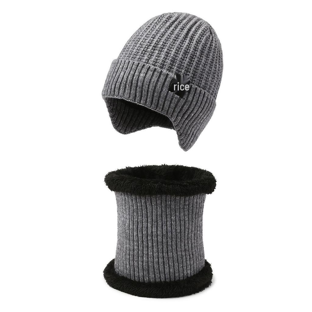 Men's Winter Wool Hat & Scarf Set: Thickened, Ear-Protecting, Cold-Proof, Warm, Knitted, Ideal for Riding