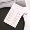 Elegant Colored Rhinestone Stud Earrings Set - 12 Pairs
