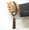 Prayer beads made in Japan in natural stone brown crystal 22 beads Pure silk tassel bag Handmade prayer beads Domestic prayer beads that can be used