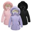 Teen Girls Winter Parkas Kids Solid Color Waist Thickened Insulation Plush Hood Jacket Coat Children Clothes Long Outerwear