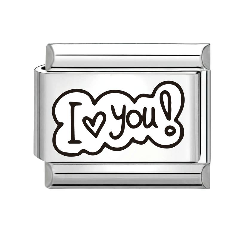 New Y2K Colorful Glaze English Word Italian Charm Link fit 9mm Stainless Steel Jewelry DIY Making Bracelets For Gifts