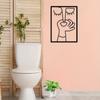 1pc Unique Metal Portrait Funny Toilet Wall Art - Humorous Bathroom Sign with Minimal Line Art Design - Restroom Decor