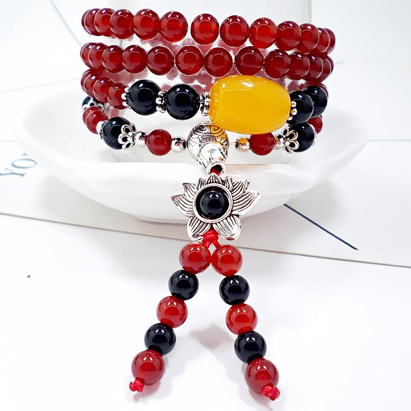 Blue agate crystal bracelet jewelry retro multi-layer blue pattern elephant tourmaline bracelet Buddha bead jewelry