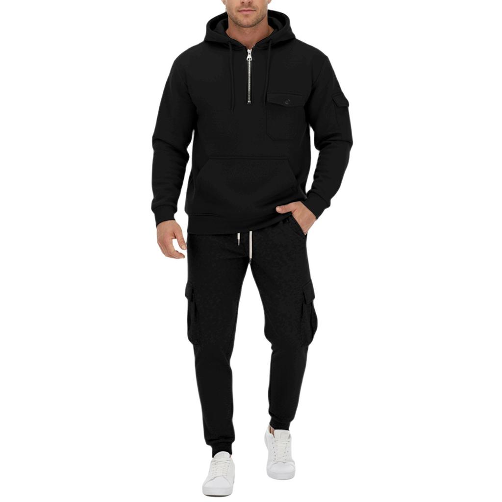 New Spring and Autumn Men's Sweatshirt Suit Hoodie Zipper Multi-pocket Pullover Sports Casual Sweatshirt Suit