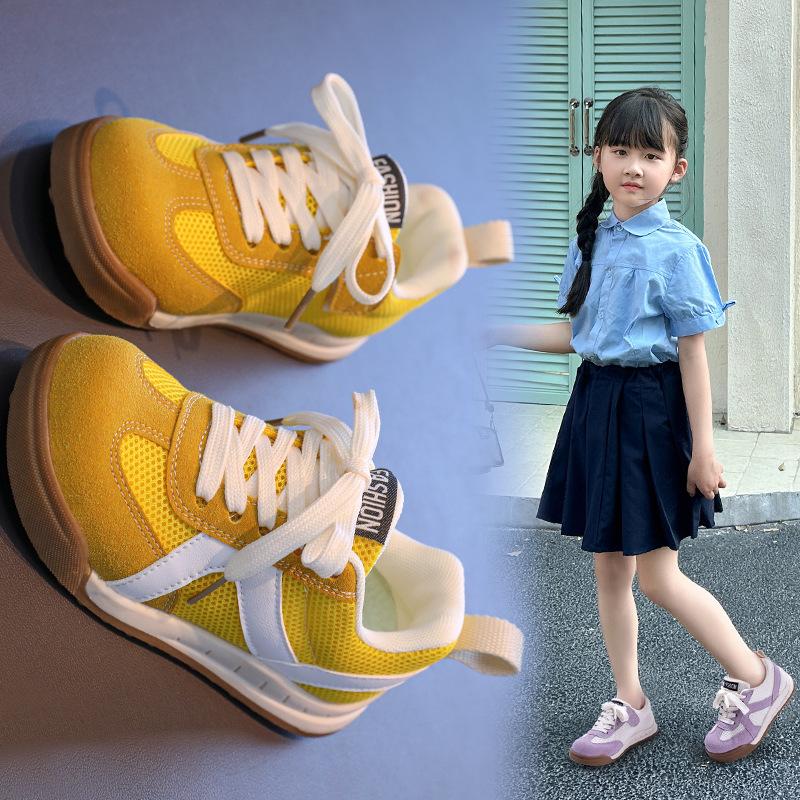 Girls shoes children's moral training shoes 2025 spring and autumn new girls sports shoes medium and older children's mesh breathable casual shoes