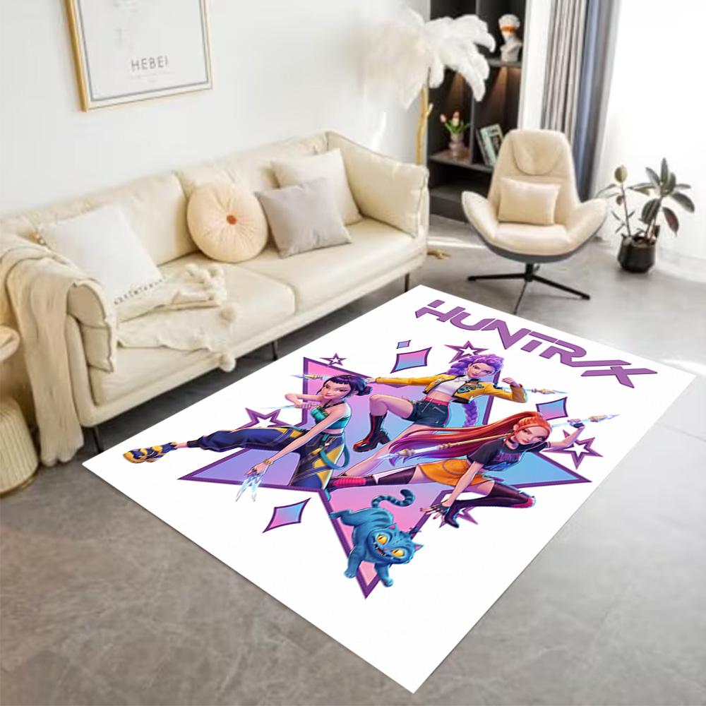 Huntrix: Future Heroes Unite Area Rug Design for Living Rooms Decorate Room Bedrooms Entryway Antislip Carpet Office Home Decor