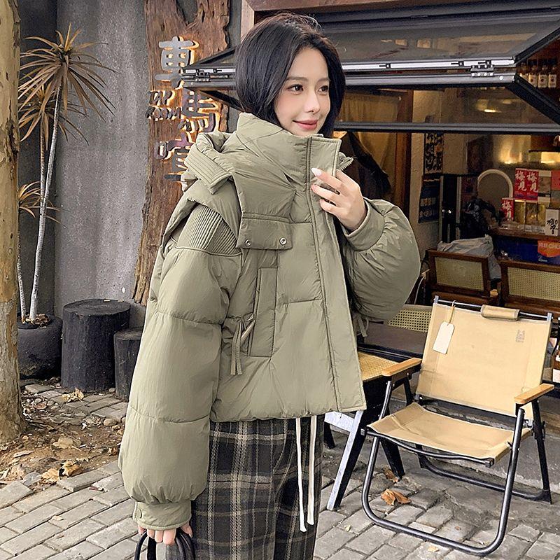 Women Casual Winter Cotton Coat Korean Style Loose Thickened Simple Fashion Jacket
