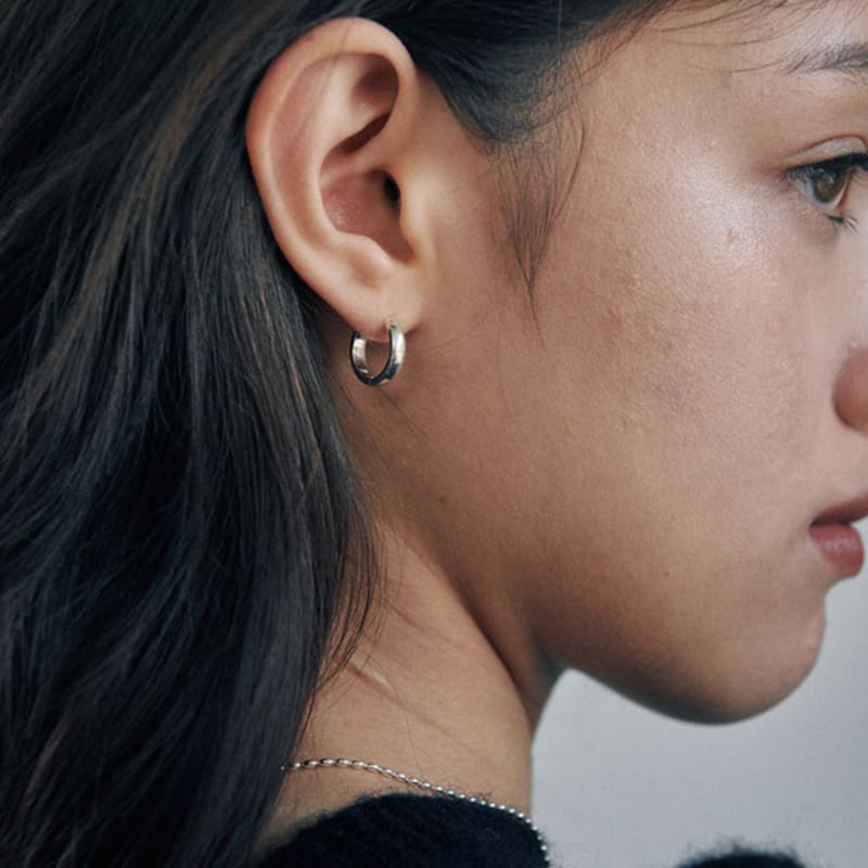 Green [925 Silver] Two.silver.209 / Thick Bun Earring (silver)