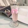 Pink Bow Shaped Tall Glasses Glass Horns Champagne Fruit Wine Glasses, Fruit Juice , Coffee Cups, High Aesthetic Value