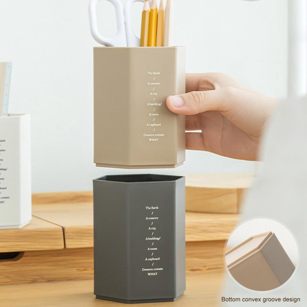 Pen Holder Stationery Organizer Creative Large Capacity Stationery Hexagonal Design Pencil Storage Box Desk Organizer