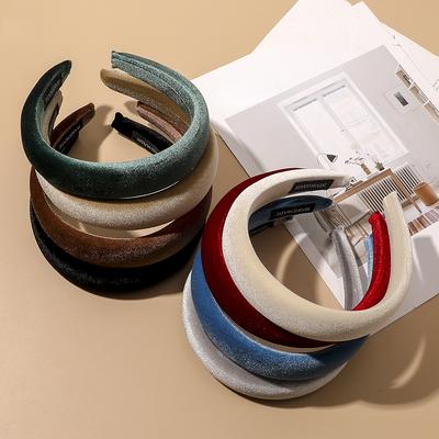 1ks Sametová čelenka Černá Béžová Vínová Modrá Zelená Houbová Vlasová obruč Korejské Ženy Elegantní Vlasové doplňky