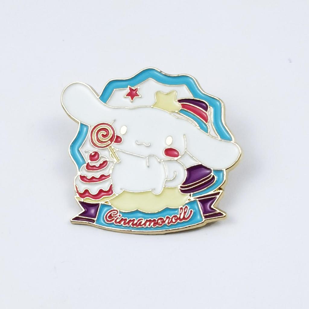 Kuromi & Cinnamoroll Cartoon Character Brooch - Cute Metal Badge with Oil Drop Design