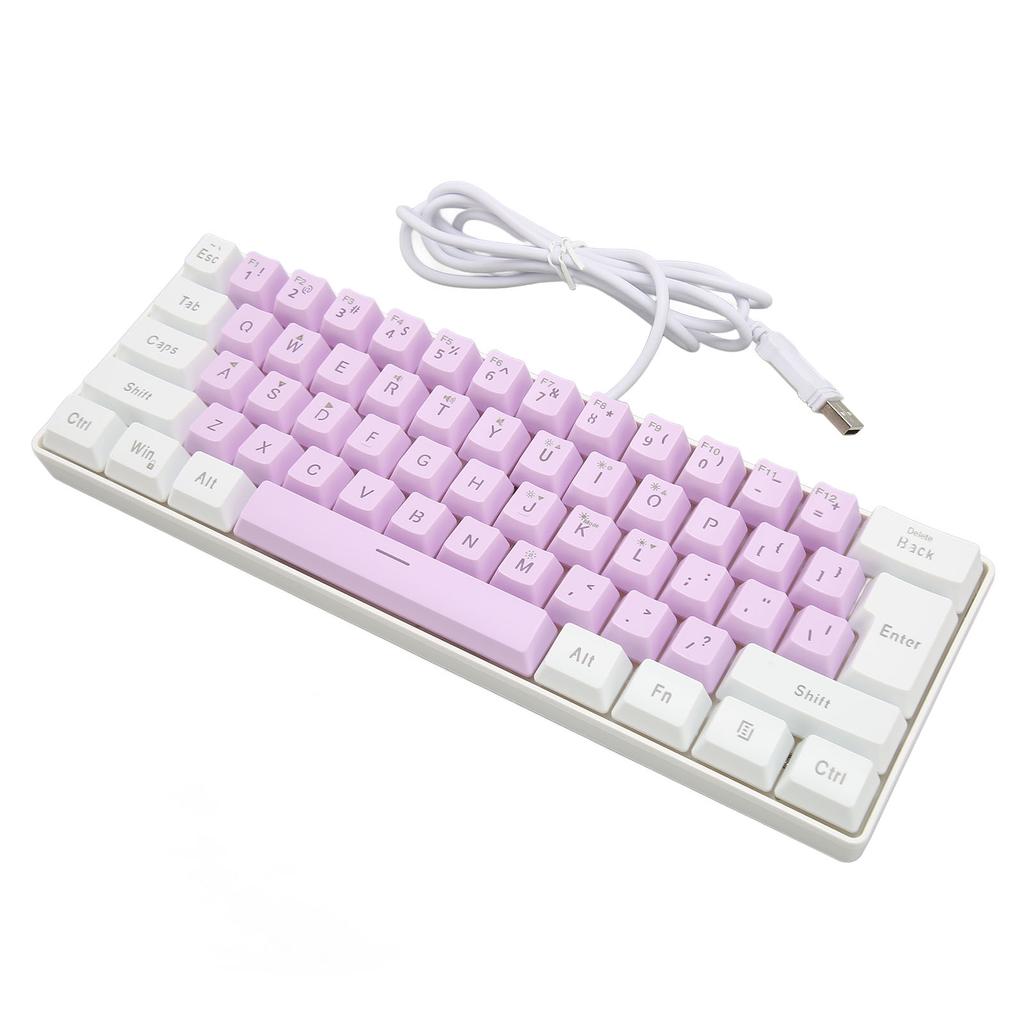 Gaming Keyboard USB 61 Keys RGB Backlit Ergonomic Contrast Color Space Saving Wired Keyboard for Desktop Laptop White