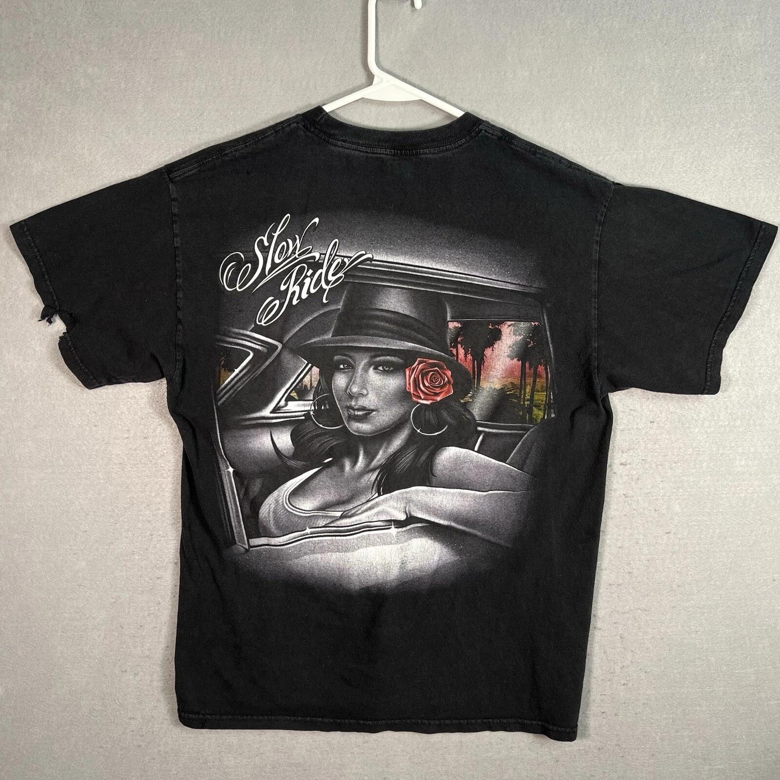 

Slow Ride Lowrider Classic Car Beautiful Woman T Shirt Adult Medium Black Mens XL