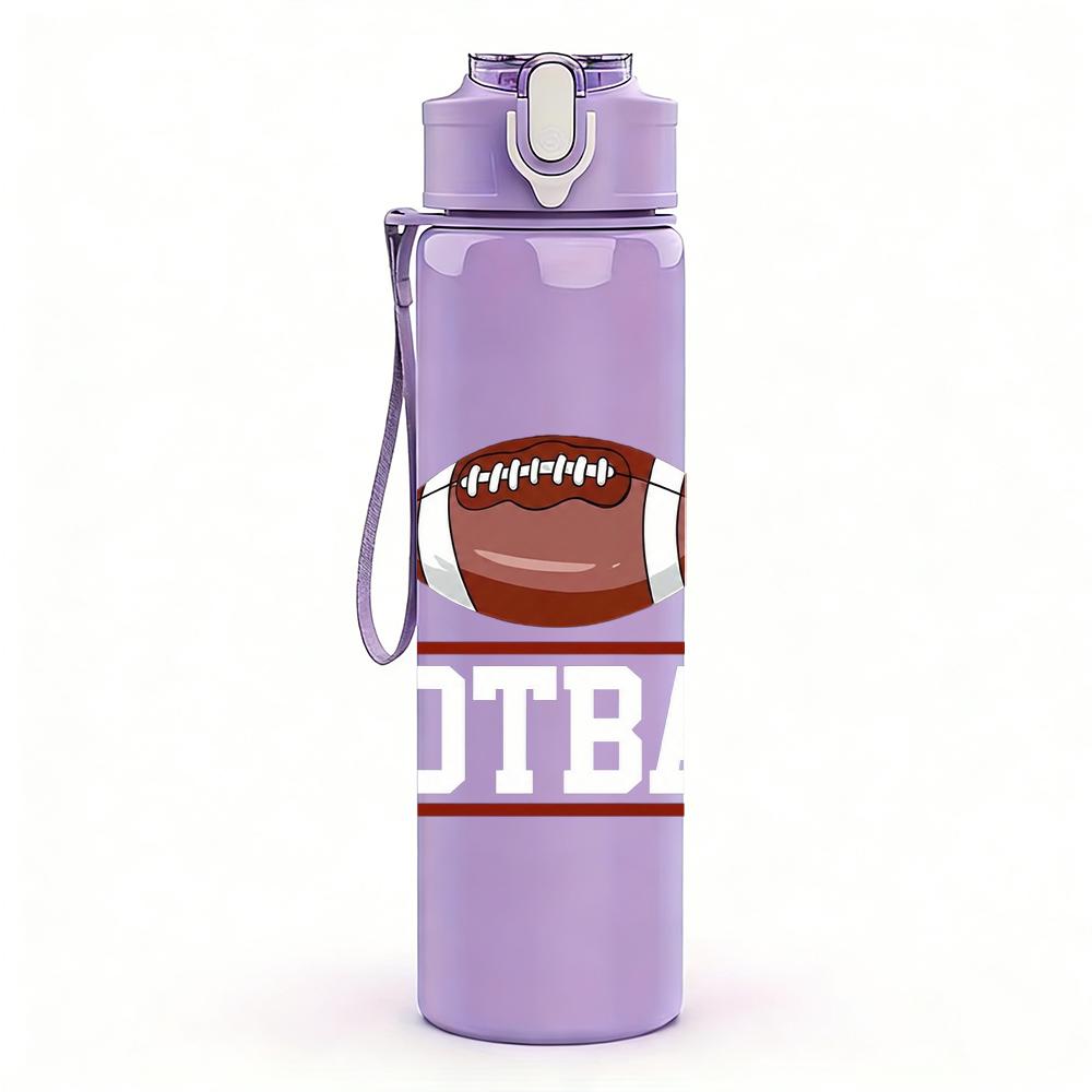 1PC American Football Simple Stripe Mark 750ml Color Plastic Water Bottle Leakproof Flip Straw Lid For Sports Office Home Use