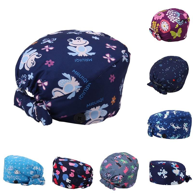 Comodo cappellino chirurgico in cotone con fascia assorbi-sudore e vestibilità regolabile