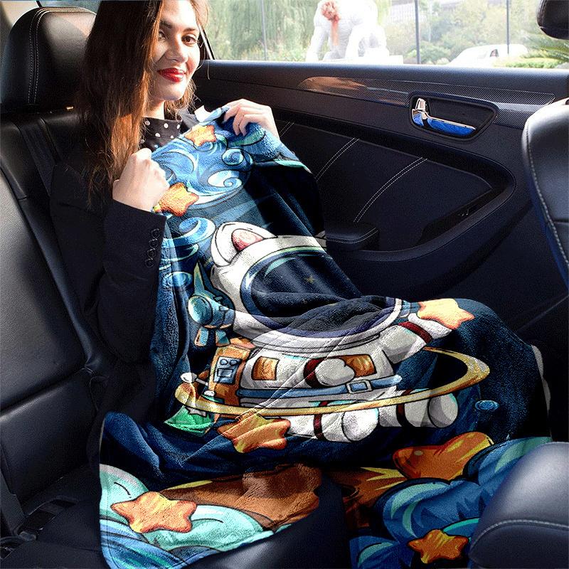 1pc Astronaut Printing Lightweight Flannel Blanket, Comfortable and Warm Blanket, for Camping Sofa Bed and Couch Office, Suitable for Gift Bl