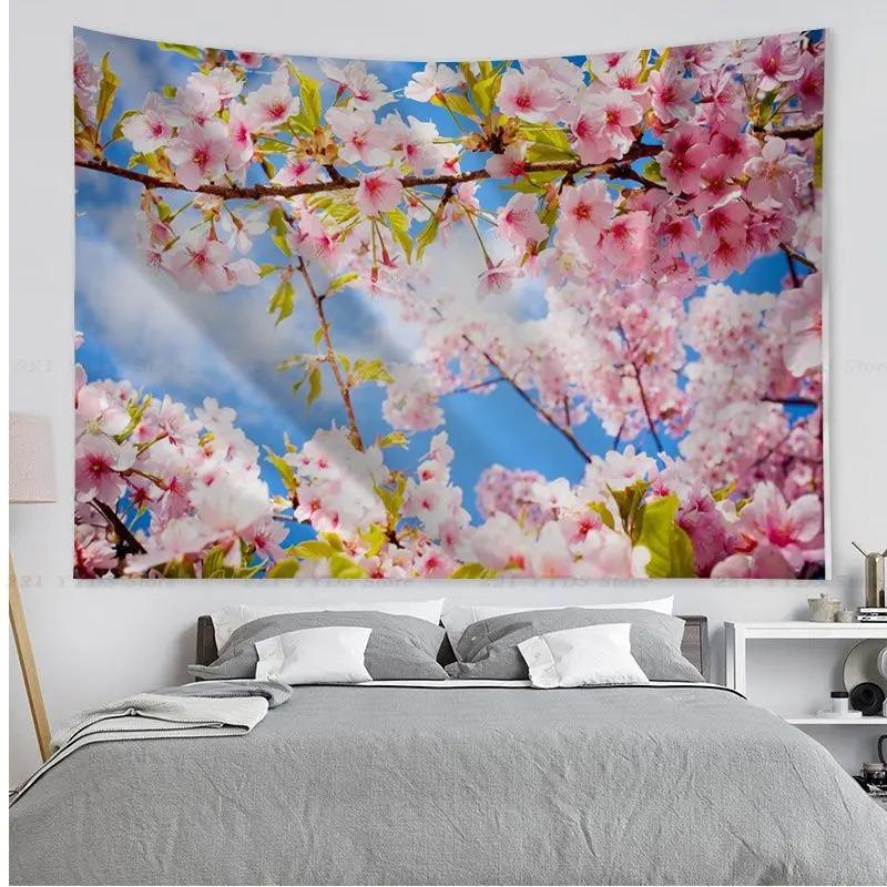 

Гобелен для офиса, гостиной, цветущей вишни, красочный гобелен, украшение стены дома, гобелен 100x75cm