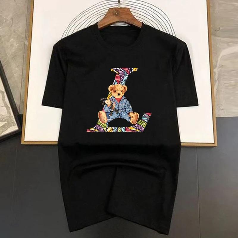 2024 Popular Luxury Brand Walking Rabbit Printing Pure Cotton Short-sleeved Unisex's Street T-shirt Loose Breathable Oversized Top