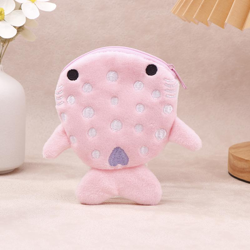 New Cartoon Plush Shark Coin Purse Zero Wallet Plush Animal Wallet For Kids Zipper Coin Bag Cute Pendant Data Cable Bag Gift
