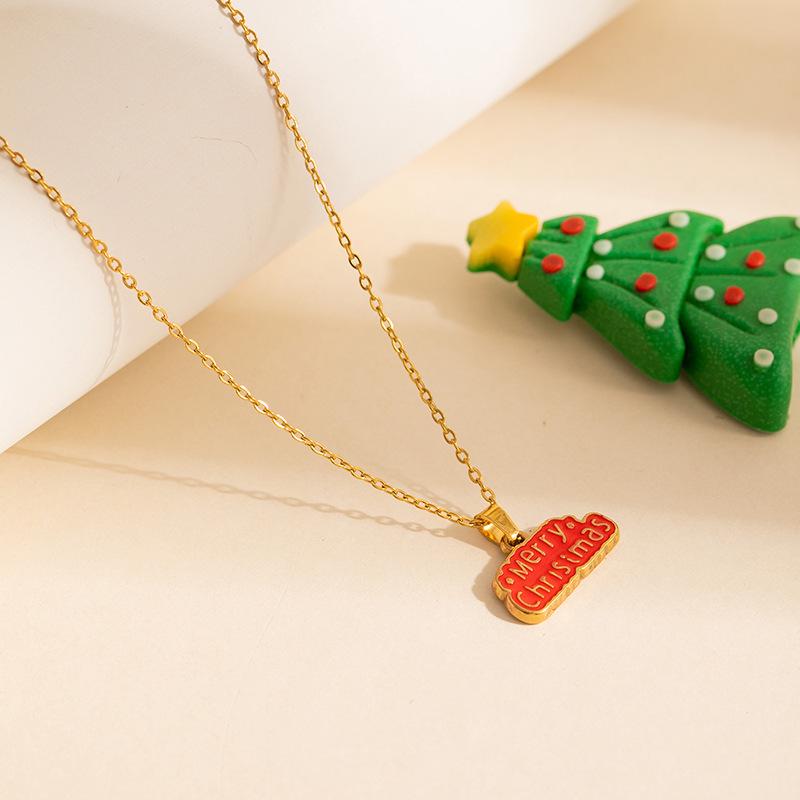 Christmas Snowman Letter Necklace: High-End Stainless Steel Choker