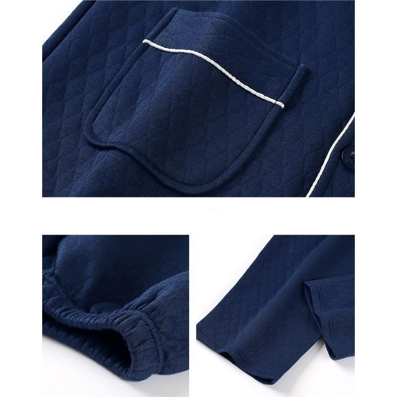 New Men Pajamas Autumn Winter Cotton Long-sleeved Loungewear Cotton Padded Plus Homewear Plus Plus Plus Size Sleepwear Suit